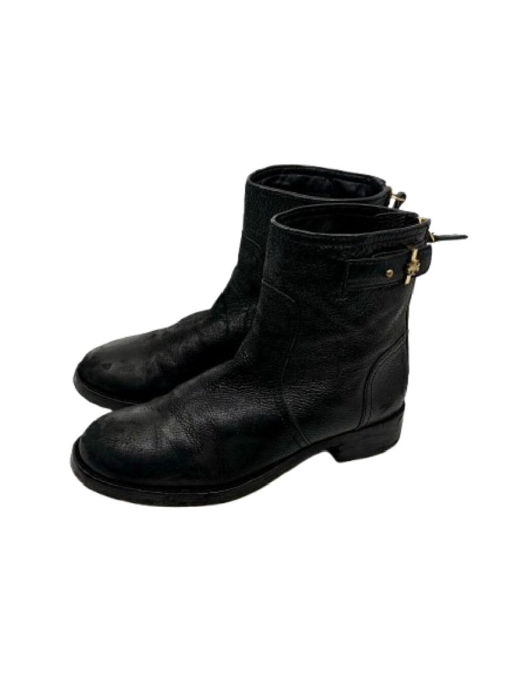 TORY BURCH~Black Distressed Leather Selena Moto Ankle Boots - Size 7